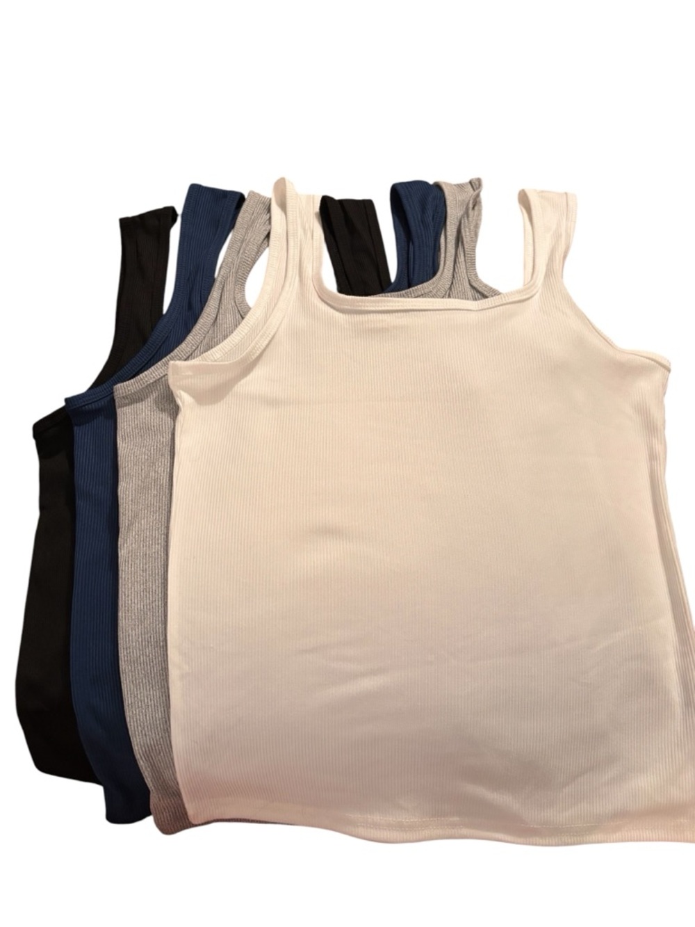 Women's Ribbed Tank Top - White, Gray, Blue, Black (Pack)4
